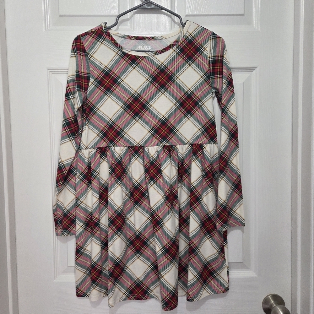 The Children's Place Holiday Plaid Long Sleeve Skater Dress Size XXL - Picture 3 of 11